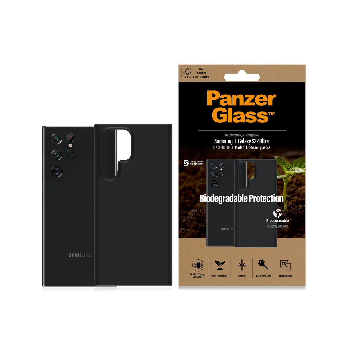 PanzerGlass ® Biodegradable Case for Galaxy S22 Ultra in Black