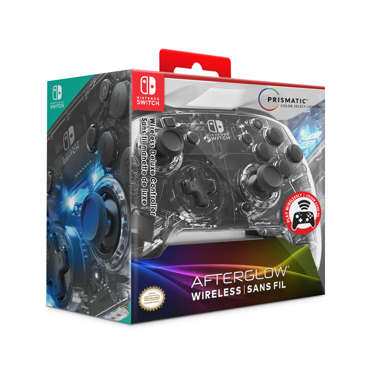 PDP Afterglow Wireless Deluxe Controller for Nintendo Switch in Transparent