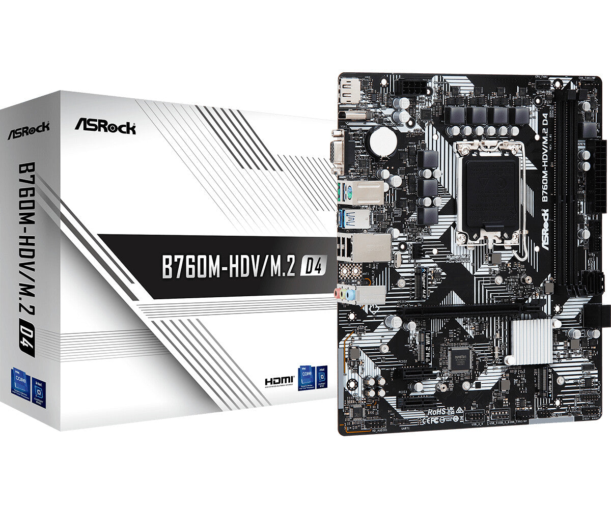Asrock B760M-HDV/M.2 D4 micro ATX motherboard - Intel B760 LGA 1700