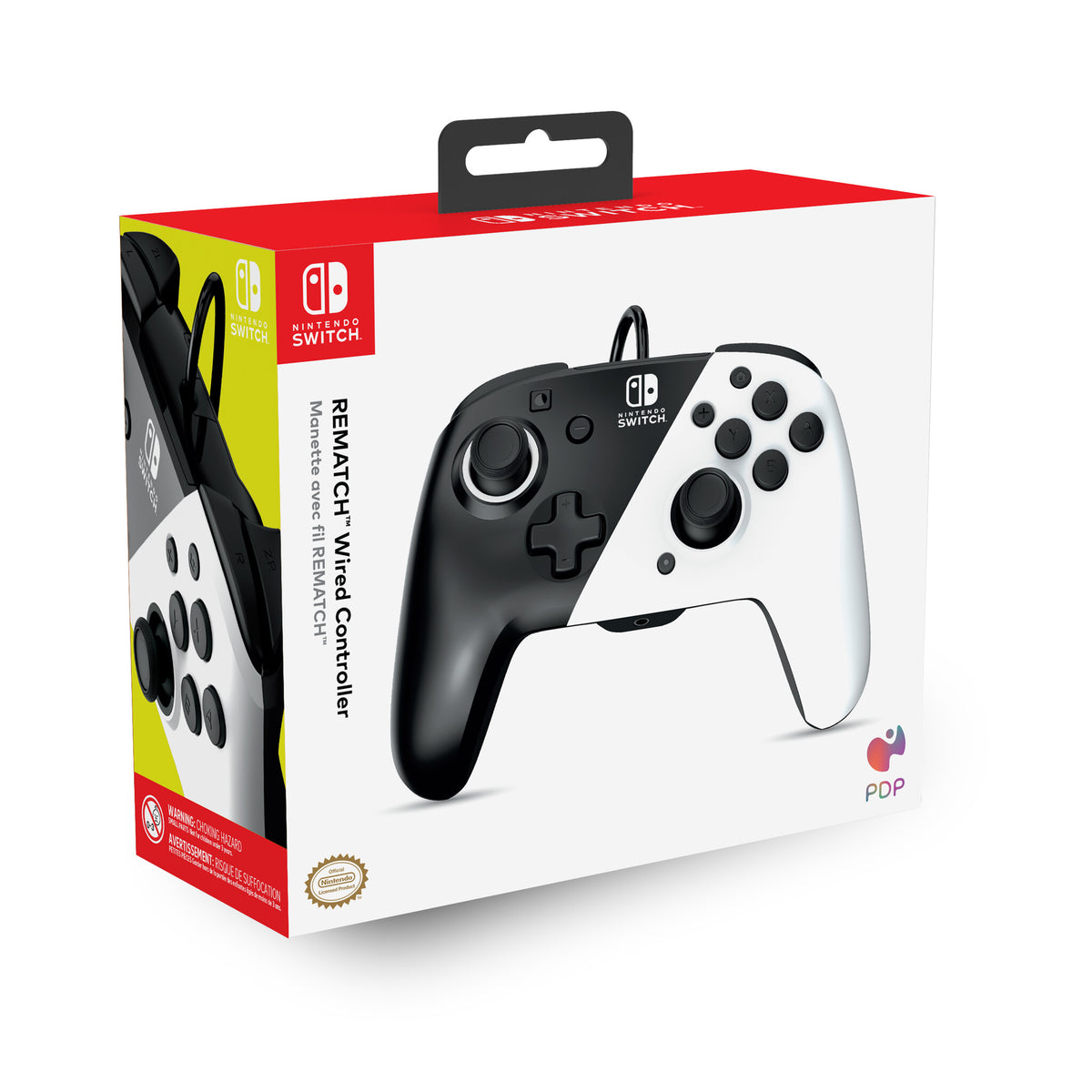 PDP Faceoff Deluxe+ Wired Controller for Nintendo Switch in Black / White
