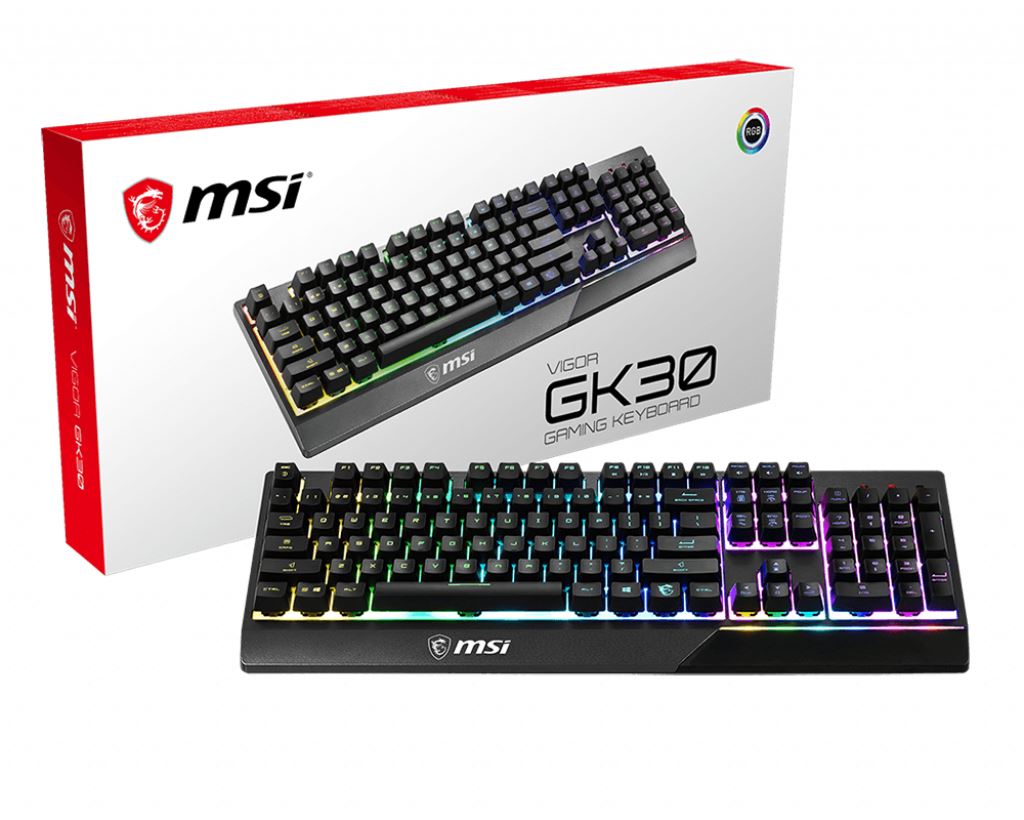 MSI VIGOR GK30 RGB MEMchanical Gaming Keyboard &#39; UK Layout, MECH. Membrane switches, 6-Zone RGB Lighting, RGB Mystic Light, water repellent