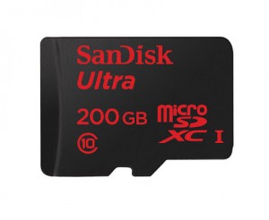 Sandisk’s 200GB microSD memory card will work with devices that support 64 & 128GB cards