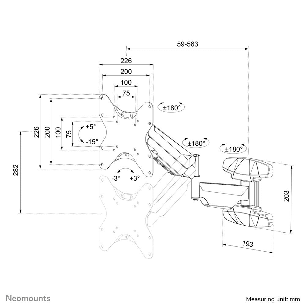 Neomounts WL70-550BL12 - TV wall mount for 58.4 cm (23") to 106.7 cm (42")
