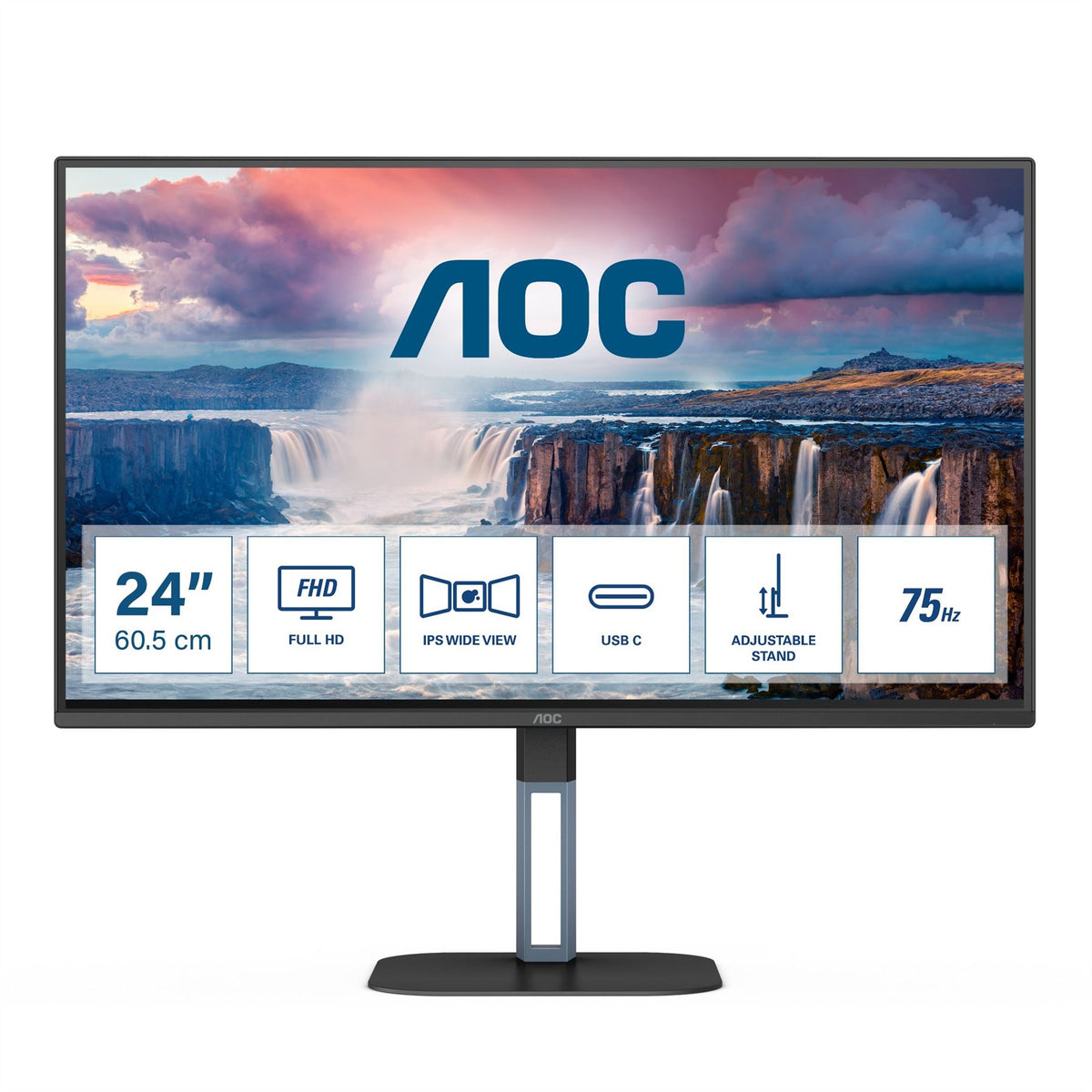 AOC V5 24V5C 60.5 cm (23.8&quot;) 1920 x 1080 pixels Full HD LED Black Monitor