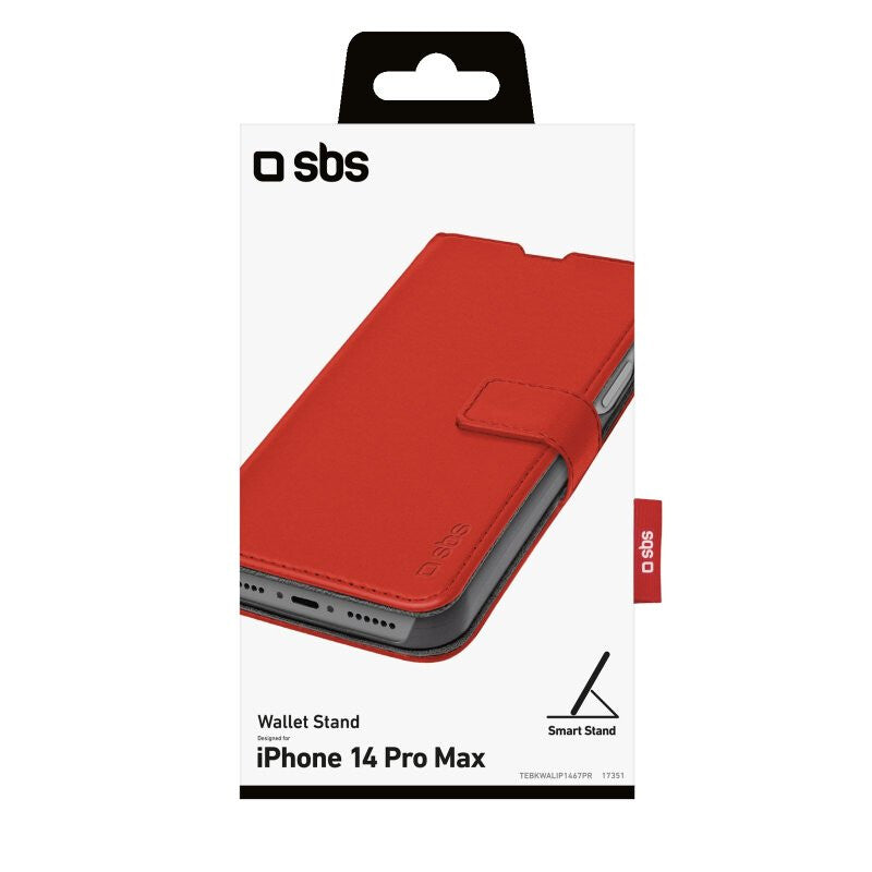 SBS Book Wallet mobile phone case for iPhone 14 Pro Max in Red