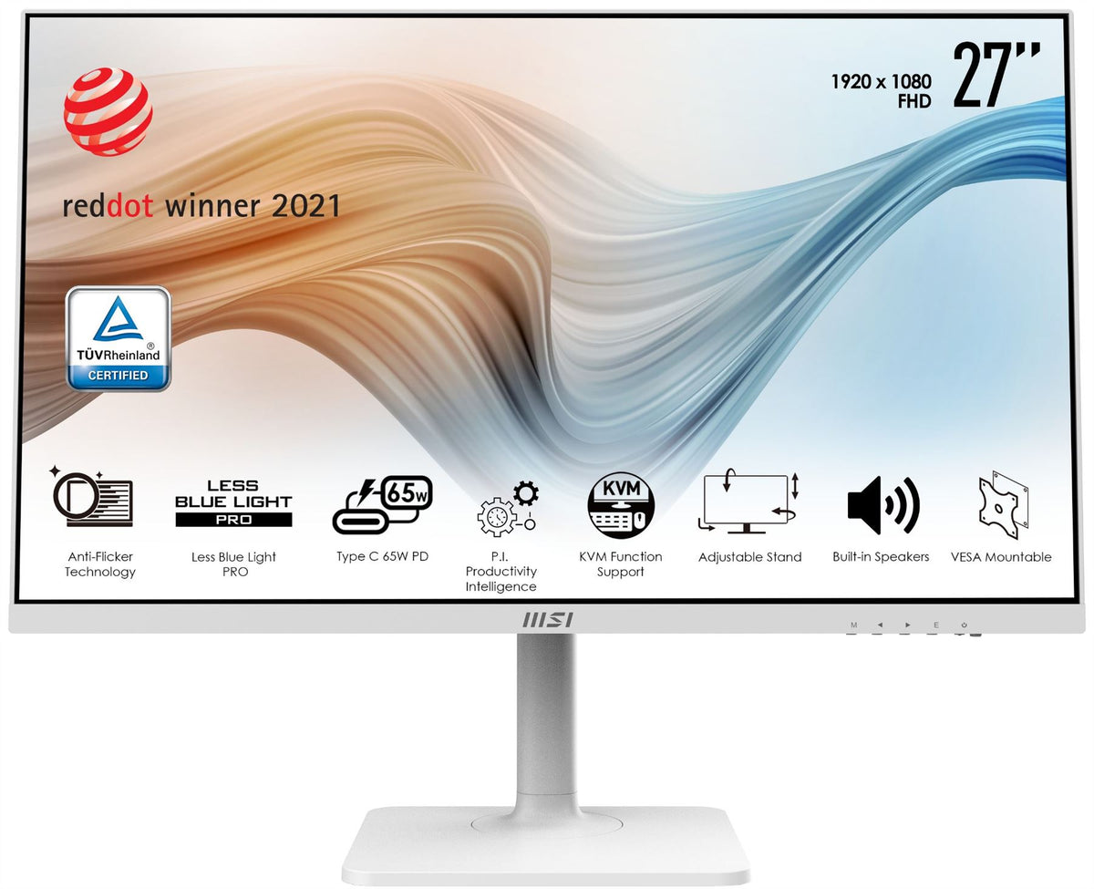 MSI Modern MD272PW 27 Inch Monitor with Adjustable Stand, Full HD (1920 x 1080), 75Hz, IPS, 4ms, AdaptiveSync, HDMI, DisplayPort,