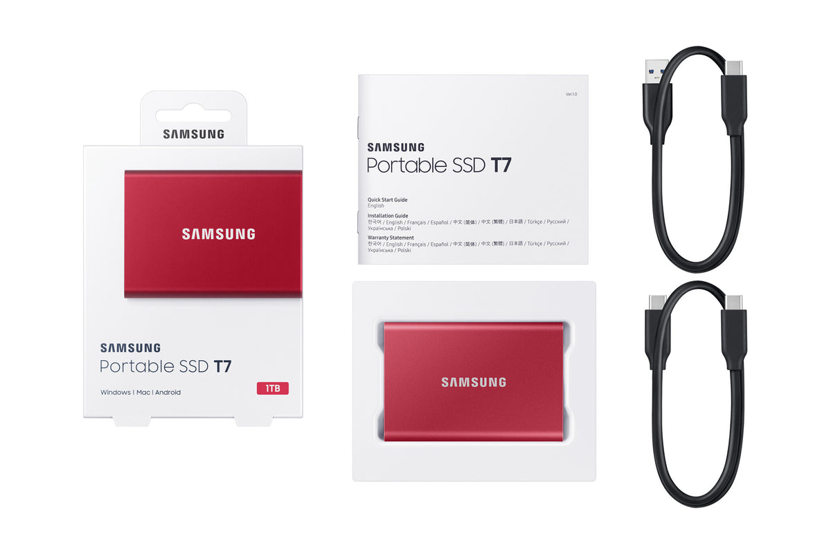 Samsung T7 1 TB Portable SSD in Red