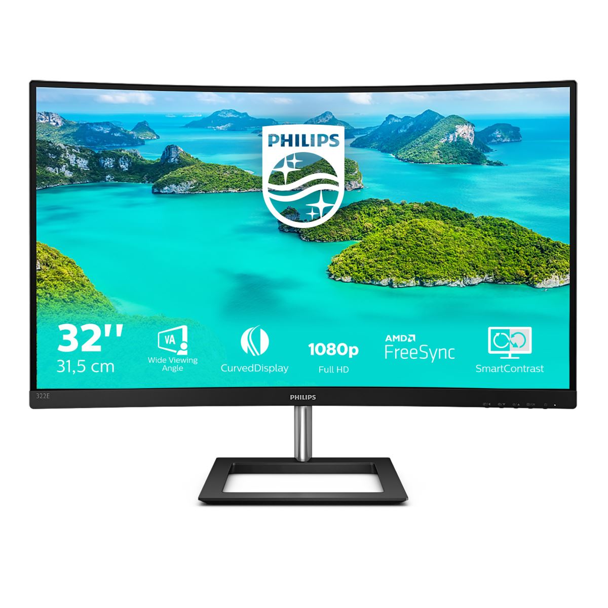 Philips E Line 322E1C/00 LED display 80 cm (31.5&quot;) 1920 x 1080 pixels Full HD LCD Black Monitor