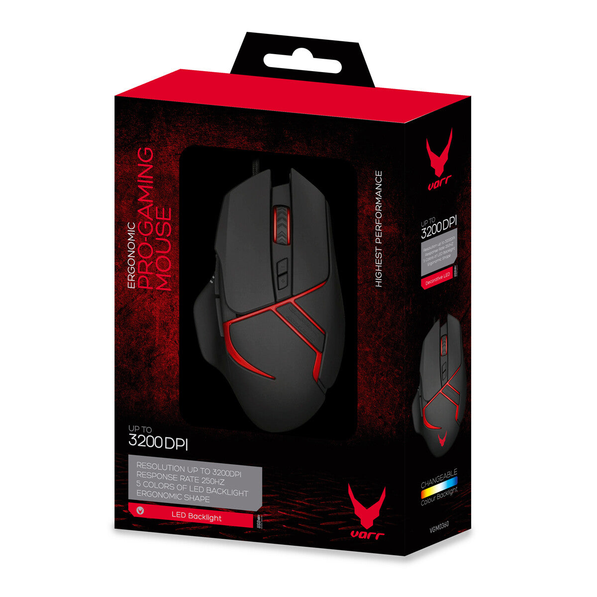 Varr Gaming USB-A Wired LED Optical Mouse - 3,200 DPI - Clove Technology