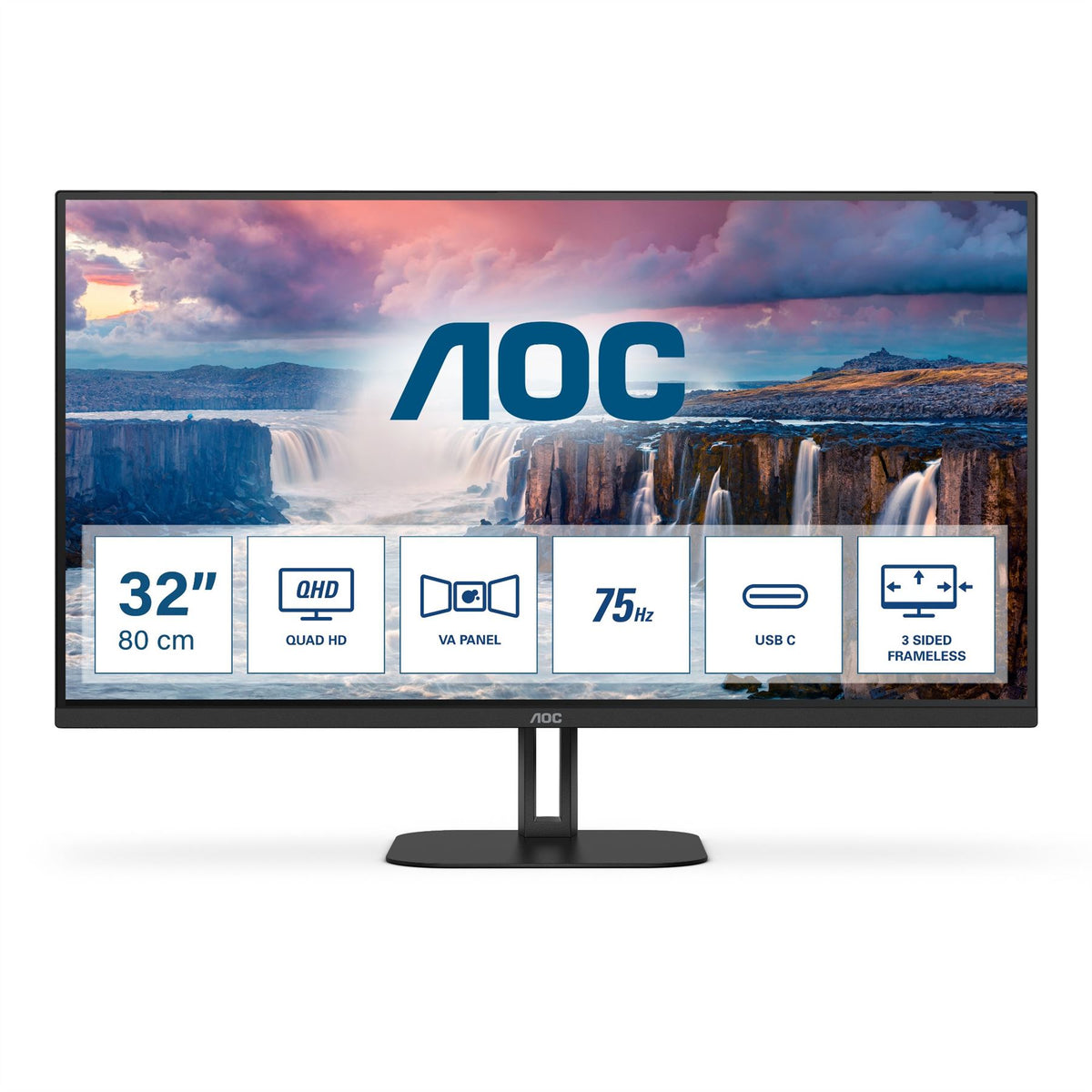 AOC V5 Q32V5CE 80 cm (31.5") 2560 x 1440 pixels Quad HD LED Black Monitor