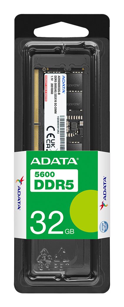 ADATA AD5S560032G-B memory module 32 GB 1 x 32 GB DDR5 5600 MT/s 262-pin SO-DIMM ECC