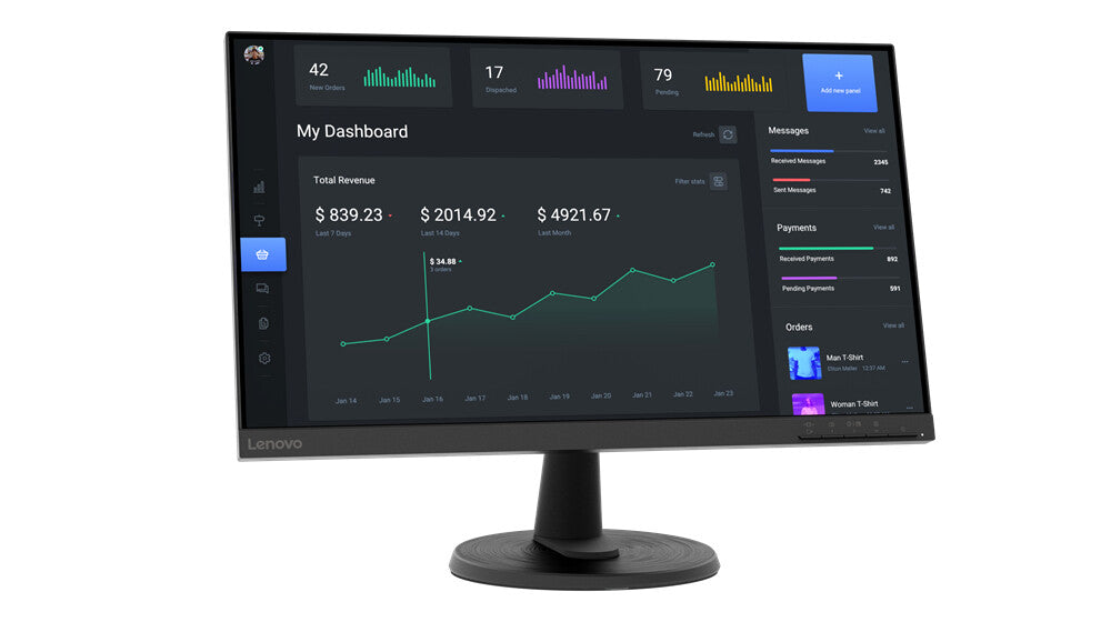 Lenovo D24-40 - 60.5 cm (23.8") - 1920 x 1080 pixels FHD W-LED Monitor