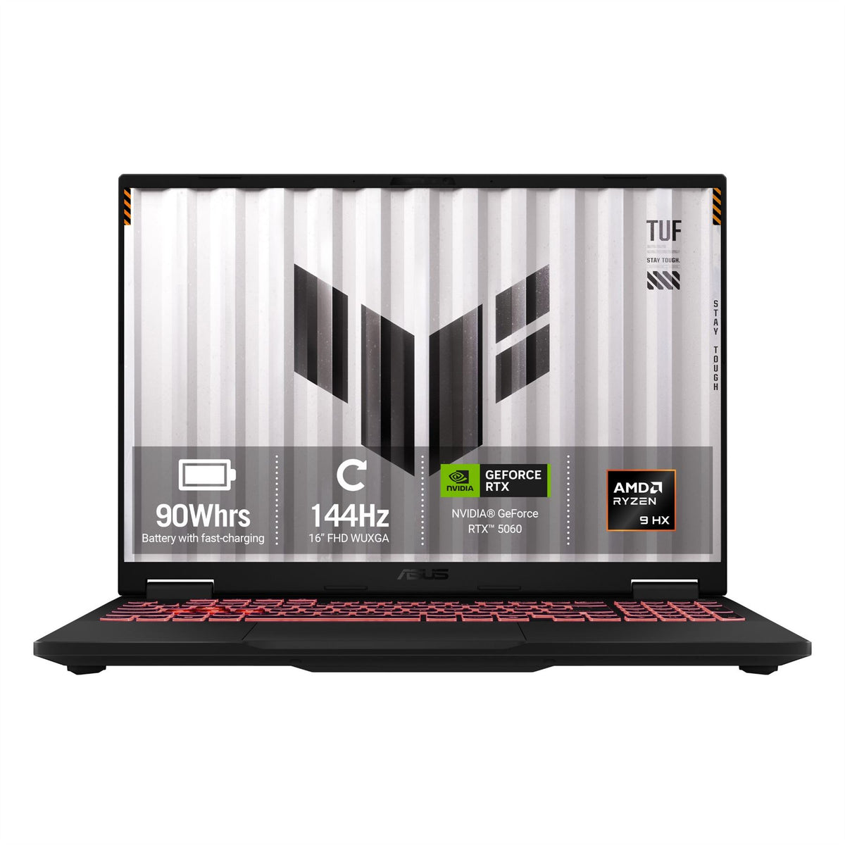 ASUS TUF Gaming A16 FA608PM-TU091W AMD Ryzen 9 8940HX Laptop 40.6 cm (16") WUXGA 16 GB DDR5-SDRAM 1 TB SSD NVIDIA� GeForce RTX 5060 Laptop GPU Wi-Fi 6E (802.11ax) Windows 11 Home Grey