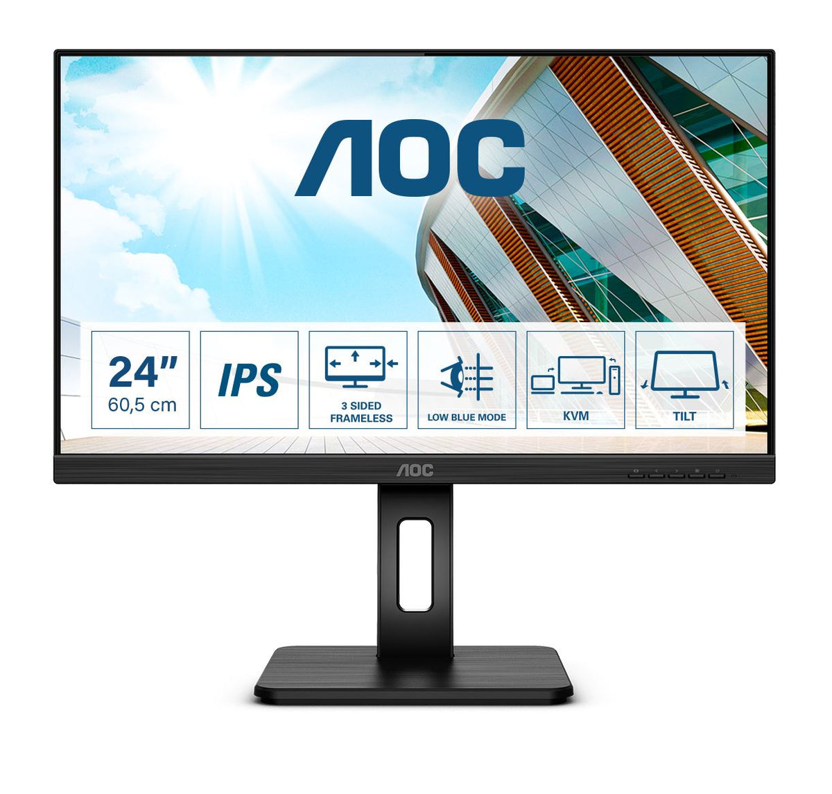 AOC P2 24P2C LED display 60.5 cm (23.8&quot;) 1920 x 1080 pixels Full HD Black Monitor