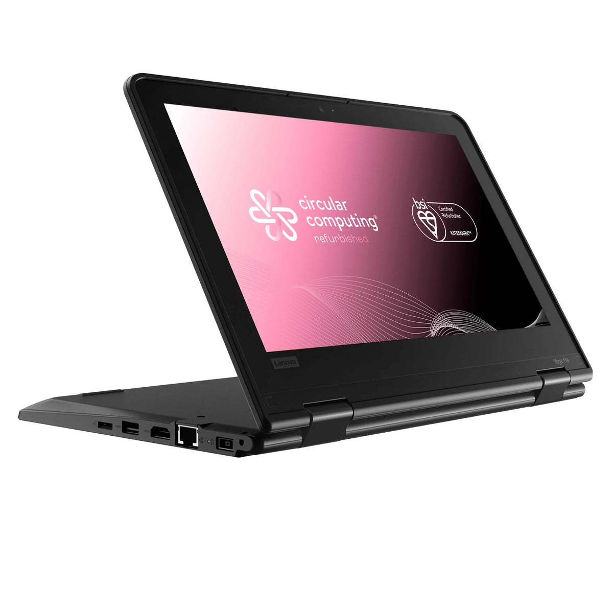 Lenovo Yoga 11e Laptop - 29.5 cm (11.6&quot;) - Touchscreen -  Intel Celeron - 8 GB DDR5-SDRAM - 128 GB SSD - Wi-Fi 5 (802.11ax) - Windows 11 Pro - Black - Refurbished