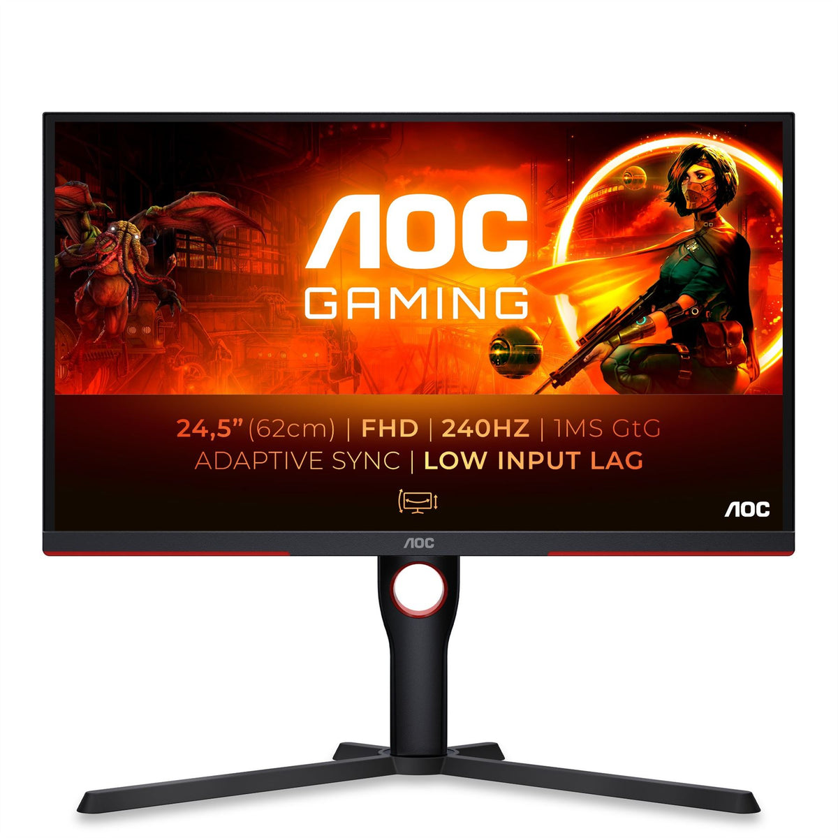 AOC G3 25G3ZM/BK Computer Monitor 62.2 cm (24.5") 1920 x 1080 pixels Full HD Black, Red