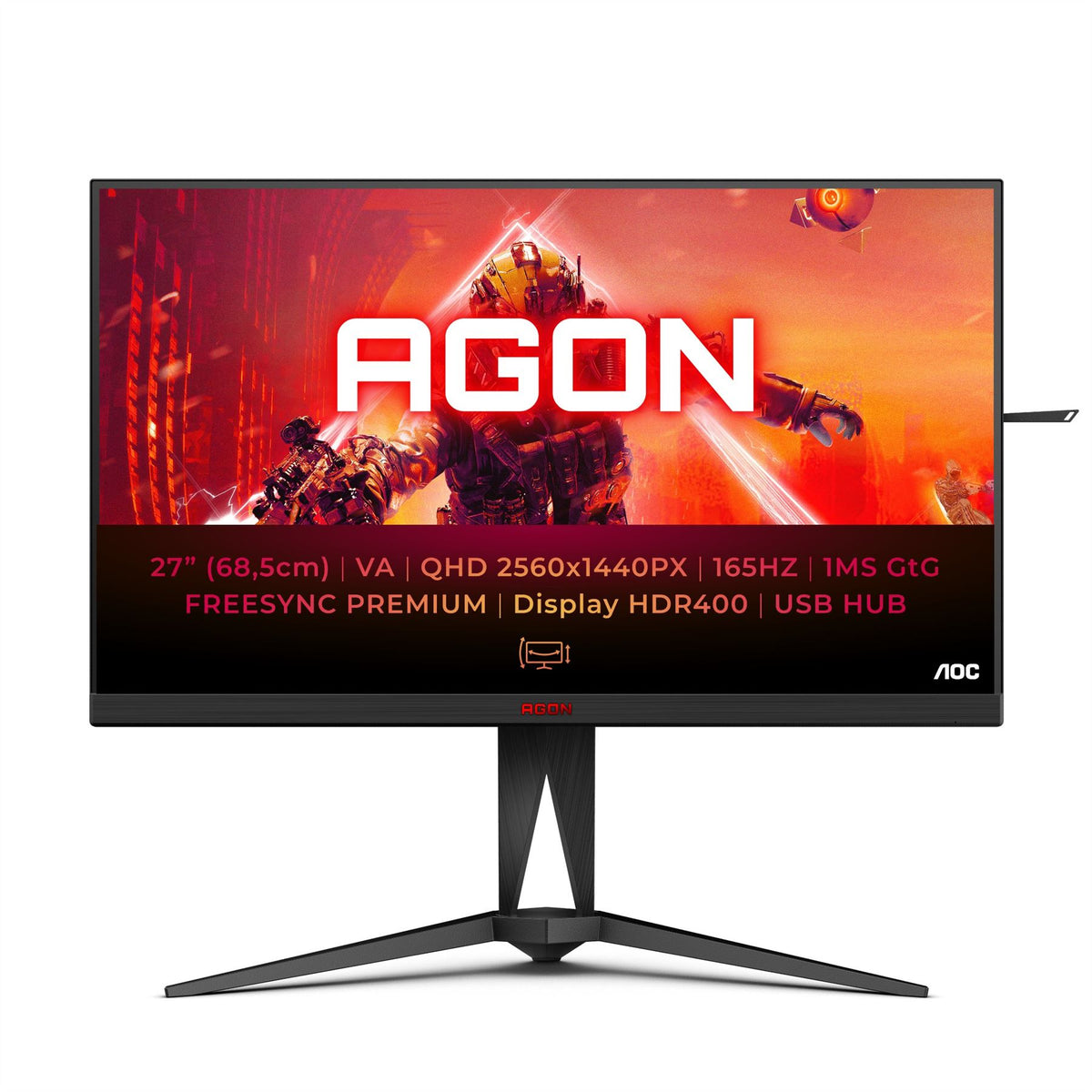 AOC AGON AG275QXN/EU LED display 68.6 cm (27") 2560 x 1440 pixels Quad HD Black, Red Monitor