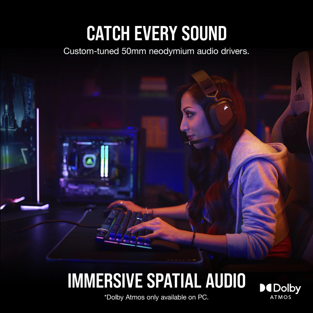 Corsair HS80 - Wireless Gaming RGB Headset in Black