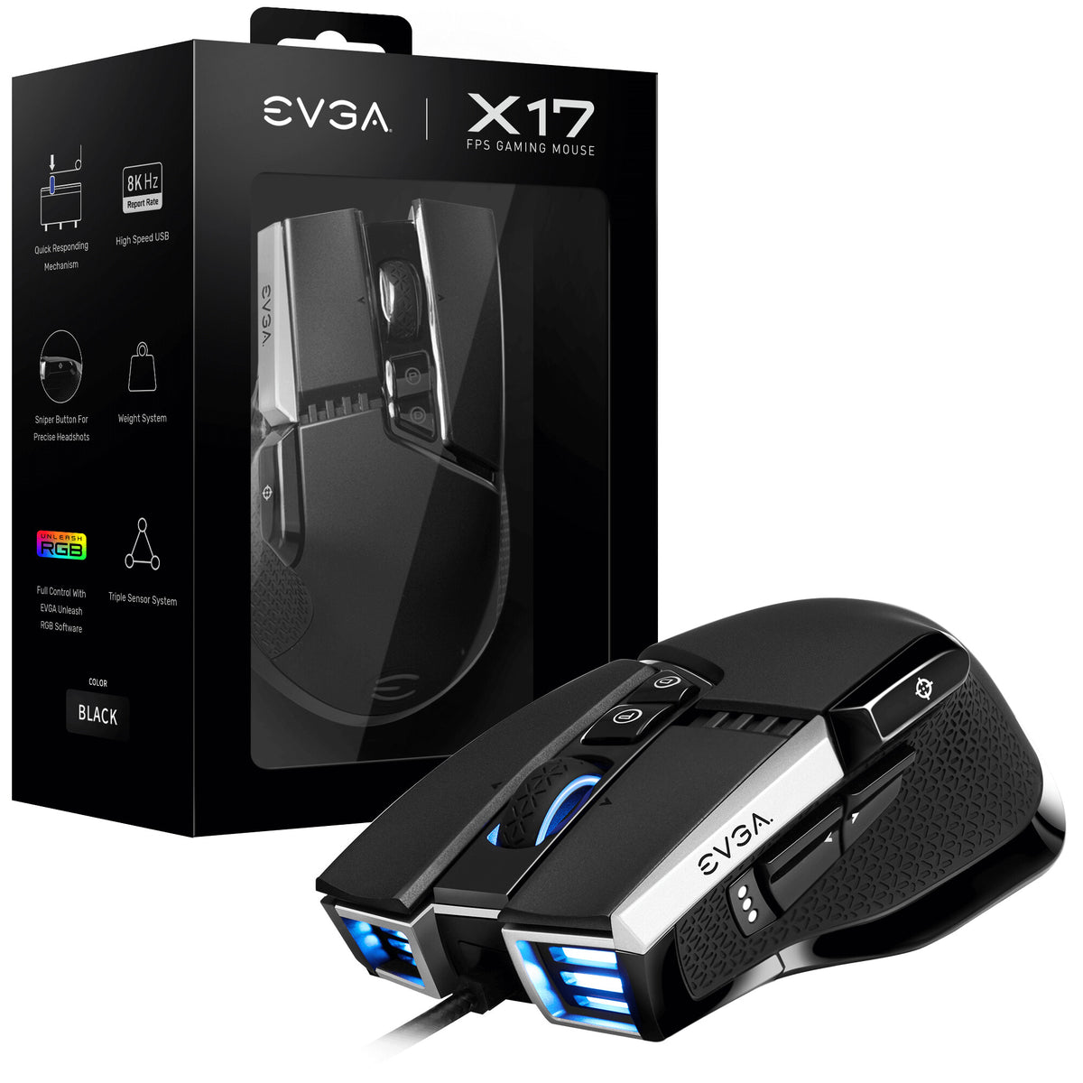 EVGA X17 - USB Type-A Wired Optical Mouse - 16,000 DPI