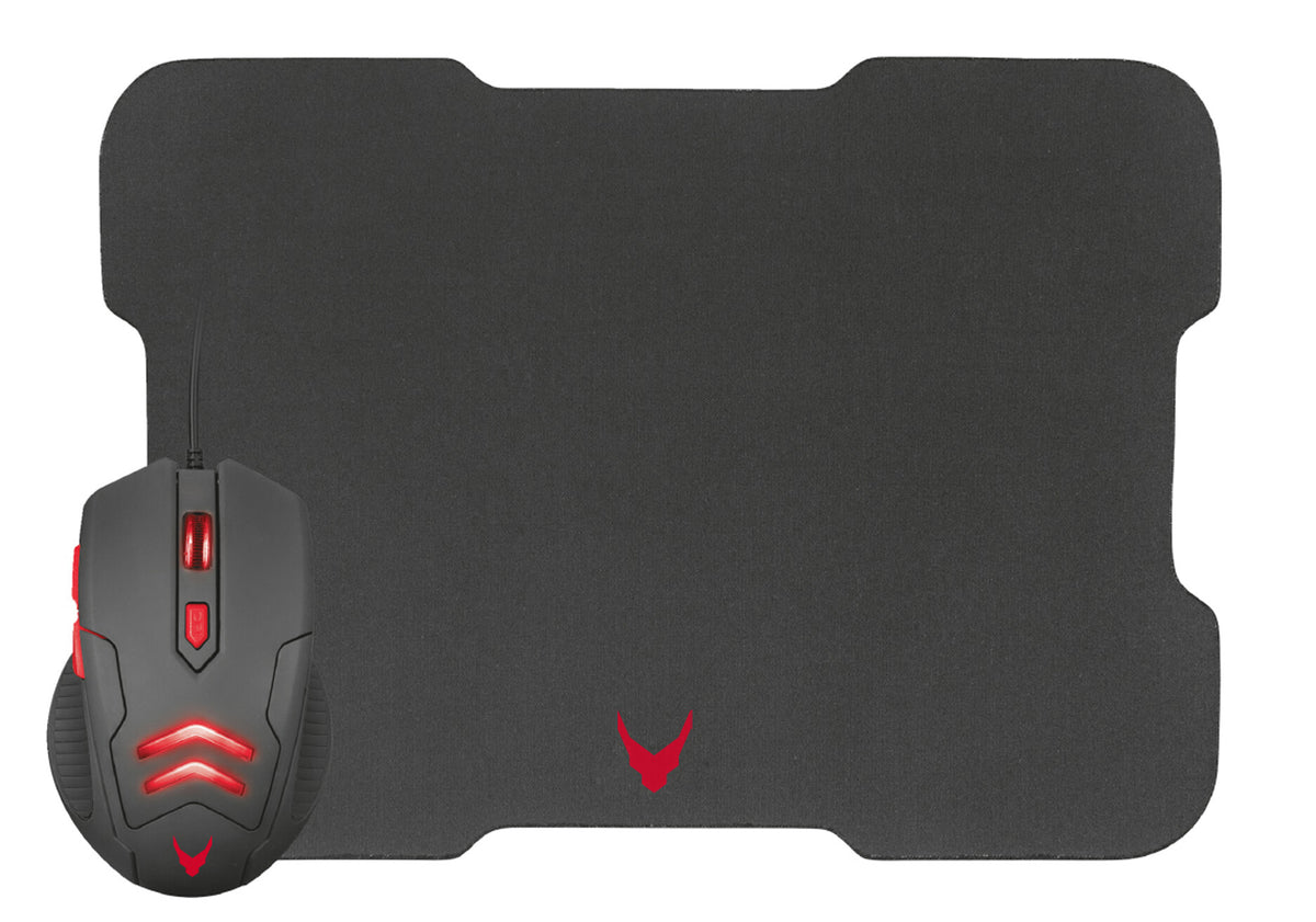 Varr VSETMPX4 Gaming Mouse and Mousepad Set - Wired USB-A Optical Backlit Mouse in Black/Red - 3,200 DPI