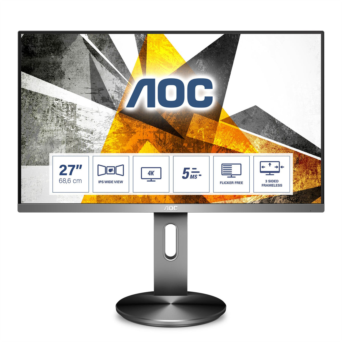 AOC 90 Series U2790PQU Computer Monitor 68.6 cm (27&quot;) 3840 x 2160 pixels 4K Ultra HD LED Black