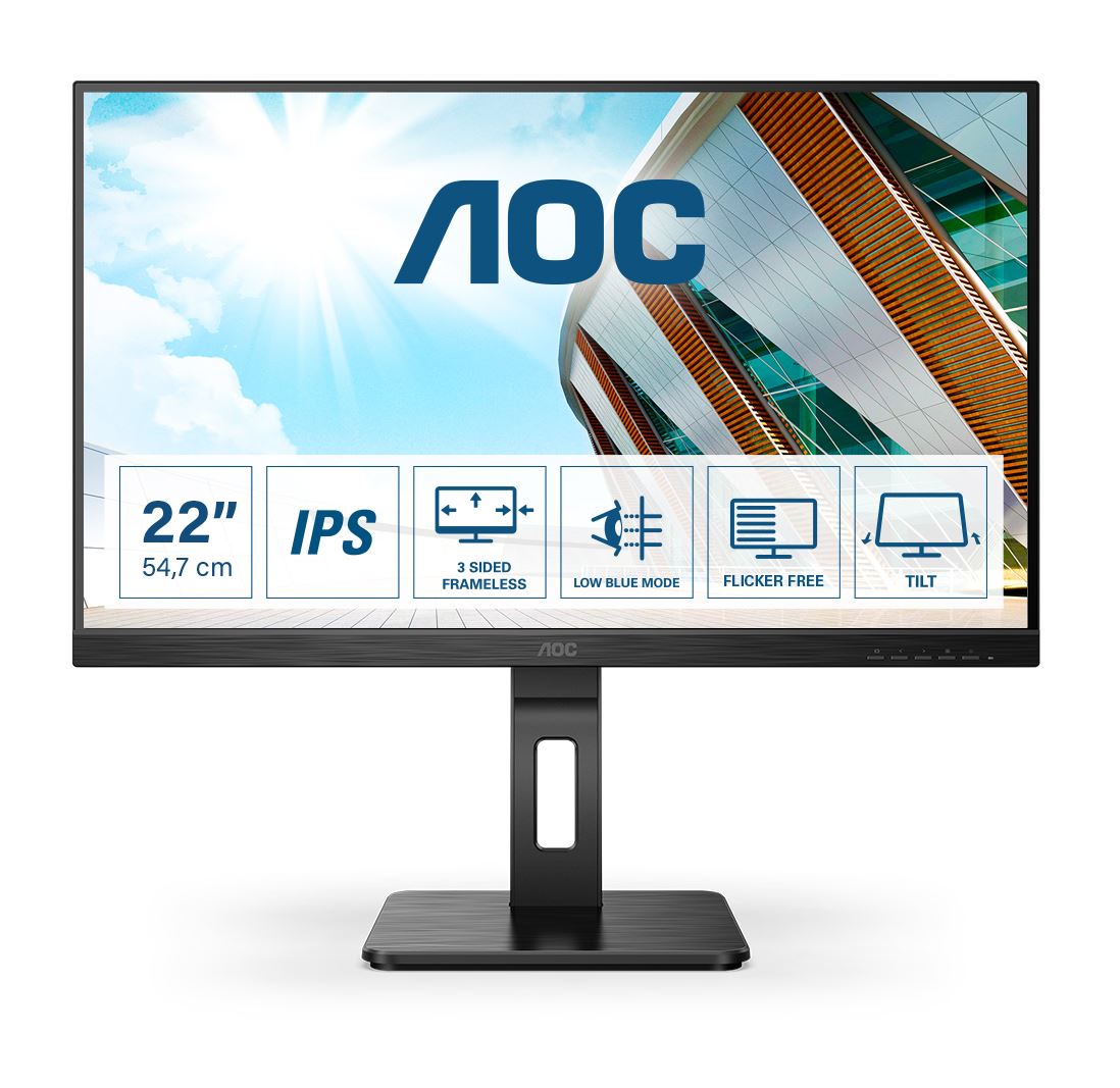 AOC P2 22P2DU LED display 54.6 cm (21.5") 1920 x 1080 pixels Full HD Black Monitor