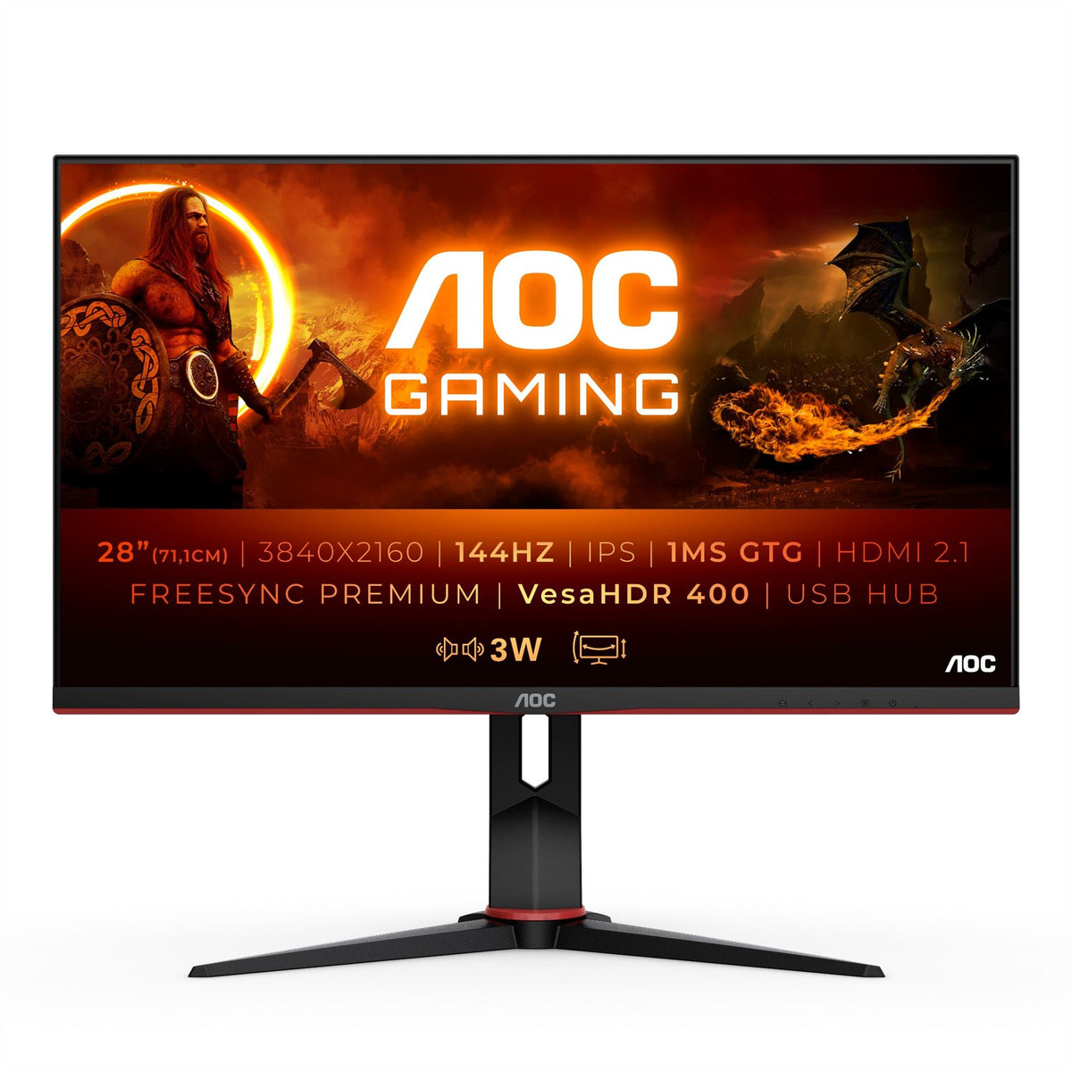 AOC G2 U28G2XU2/BK LED display 71.1 cm (28") 3840 x 2160 pixels 4K Ultra HD Black, Red Monitor