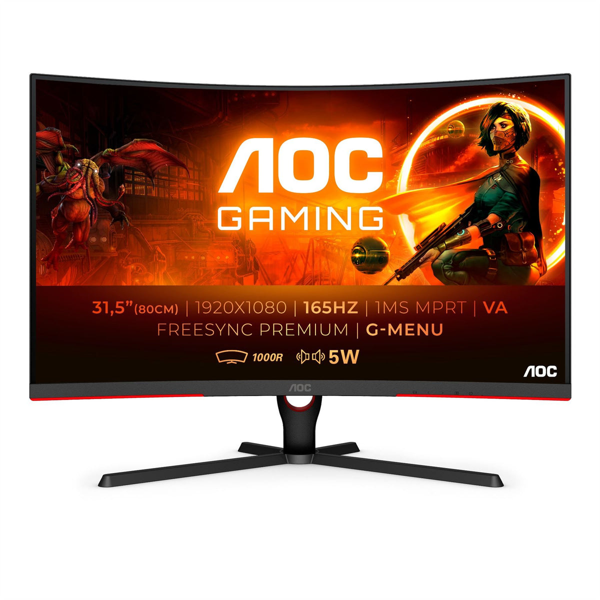 AOC C32G3AE/BK Computer Monitor 80 cm (31.5") 1920 x 1080 pixels Full HD LED Black, Red