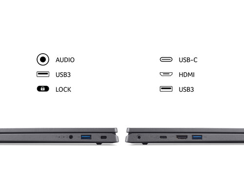 Acer Aspire 3 Laptop - 43.9 cm (17.3") - Intel N100 - 4GB LPDDR5-SDRAM - 512 GB SSD - Wi-Fi 6 - Windows 11 Home - Grey