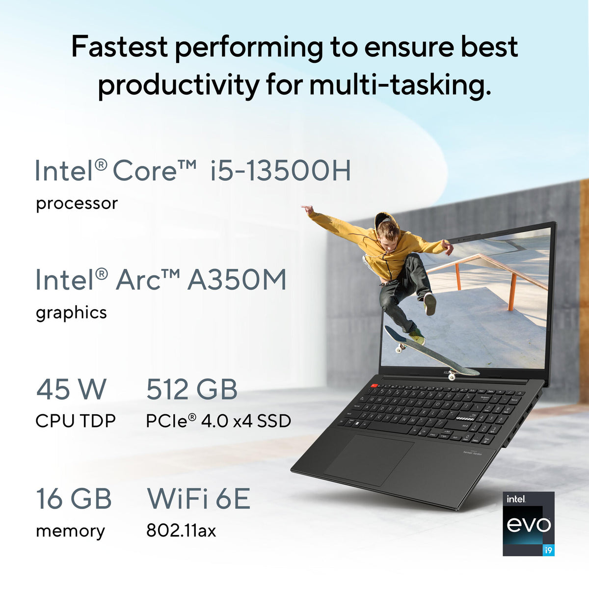 ASUS Vivobook S 15 OLED Laptop - 39.6 cm (15.6") - Intel® Core™ i5-13500H - 16 GB LPDDR5-SDRAM - 512 GB SSD - Intel Arc A350M - Wi-Fi 6E - Windows 11 Home - Silver