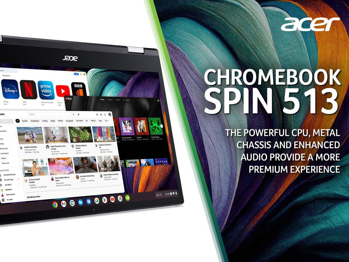 Acer Chromebook Spin 513 CP513-1H Laptop - 33.8 cm (13.3&quot;) -  Touchscreen - Qualcomm Snapdragon 7c (Gen 2) - 8 GB LPDDR4x-SDRAM - 64 GB eMMC - Wi-Fi 5 - Chrome OS - Silver