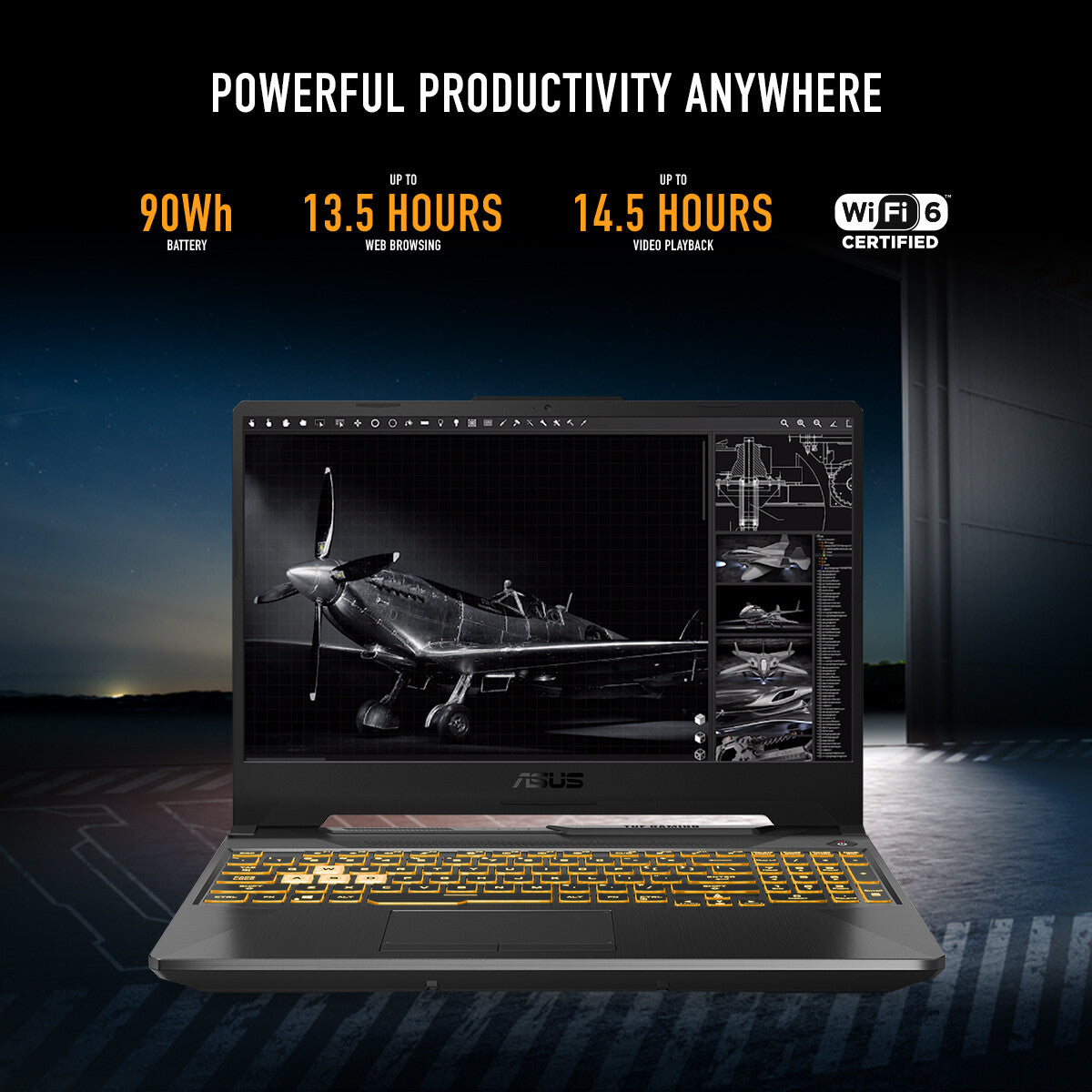 ASUS TUF Gaming A15 Laptop - 39.6 cm (15.6&quot;) - AMD Ryzen™ 7 7435HS - 16 GB DDR5-SDRAM - 512 GB SSD - NVIDIA GeForce RTX 3050 - Wi-Fi 6 - Windows 11 Home - Black