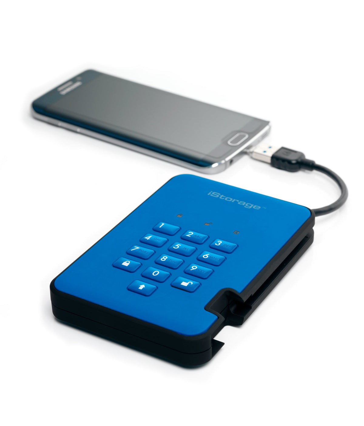 iStorage diskAshur2 - Secure Encrypted External hard drive in Blue - 2 TB