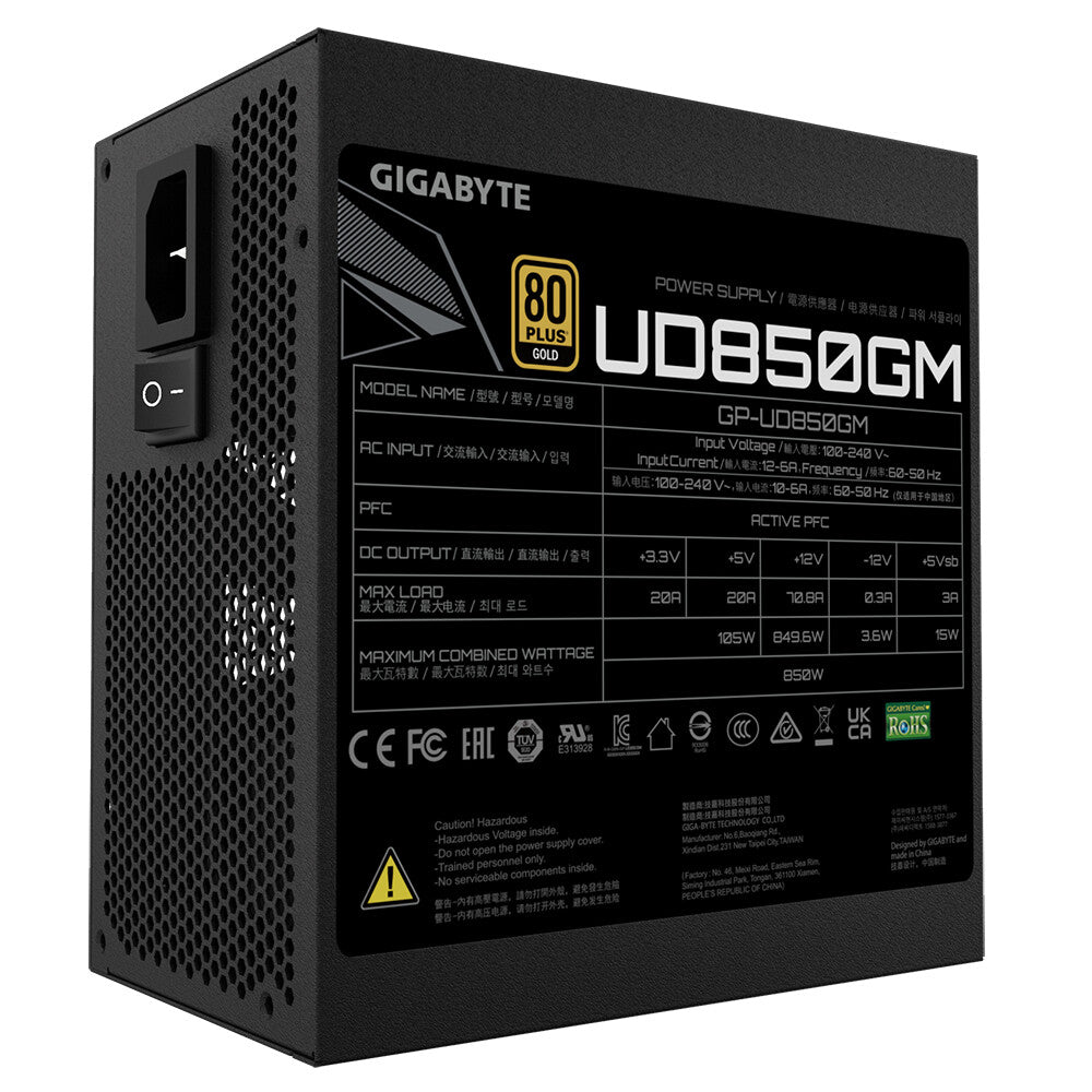 GIGABYTE UD850GM - 850W 80+ Gold Fully Modular Power Supply Unit