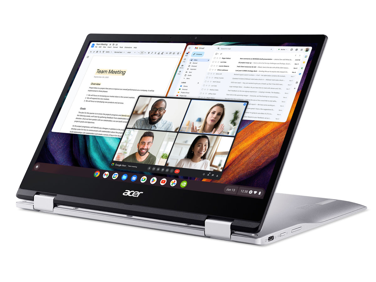 Acer Chromebook Spin 513 CP513-1H Laptop - 33.8 cm (13.3&quot;) -  Touchscreen - Qualcomm Snapdragon 7c (Gen 2) - 8 GB LPDDR4x-SDRAM - 64 GB eMMC - Wi-Fi 5 - Chrome OS - Silver