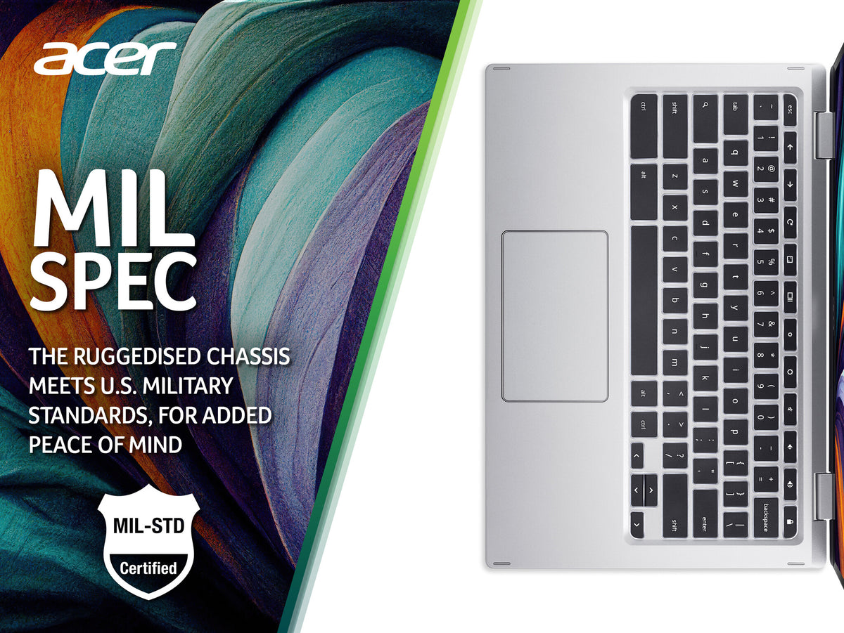 Acer Chromebook Spin 513 CP513-1H Laptop - 33.8 cm (13.3&quot;) -  Touchscreen - Qualcomm Snapdragon 7c (Gen 2) - 8 GB LPDDR4x-SDRAM - 64 GB eMMC - Wi-Fi 5 - Chrome OS - Silver
