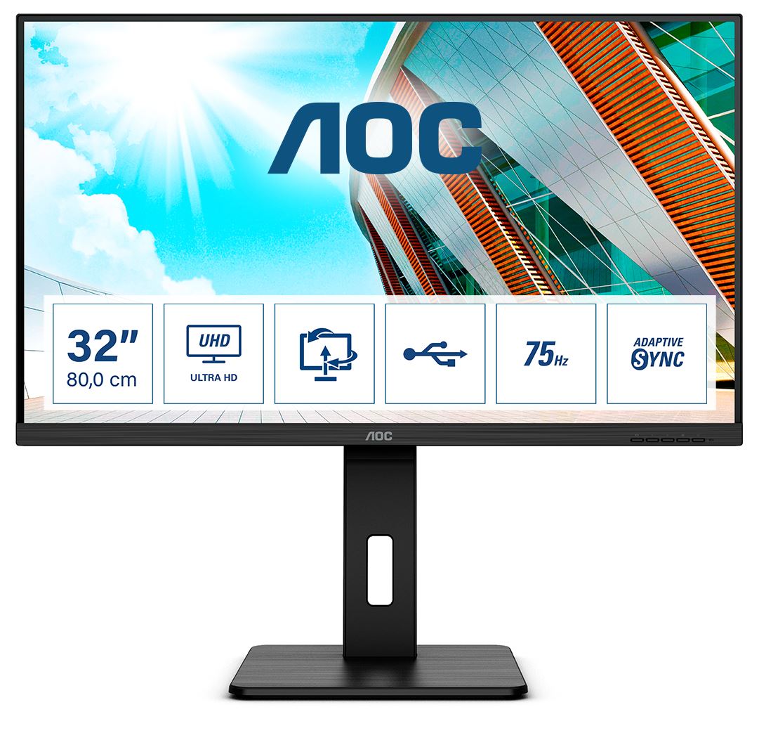 AOC P2 U32P2 Computer Monitor 80 cm (31.5") 3840 x 2160 pixels 4K Ultra HD LED Black
