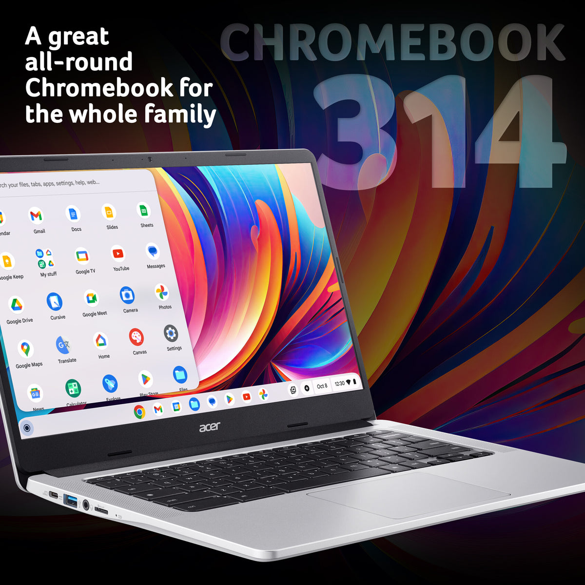 Acer Chromebook 314 - 35.6 cm (14") - Intel Celeron N4500 - 4 GB LPDDR4x-SDRAM - 128GB eMMC - Wi-Fi 6 - ChromeOS - Silver
