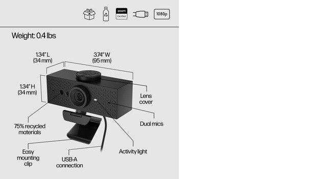 HP 620 - 4 MP 1920 x 1080p Full HD Webcam
