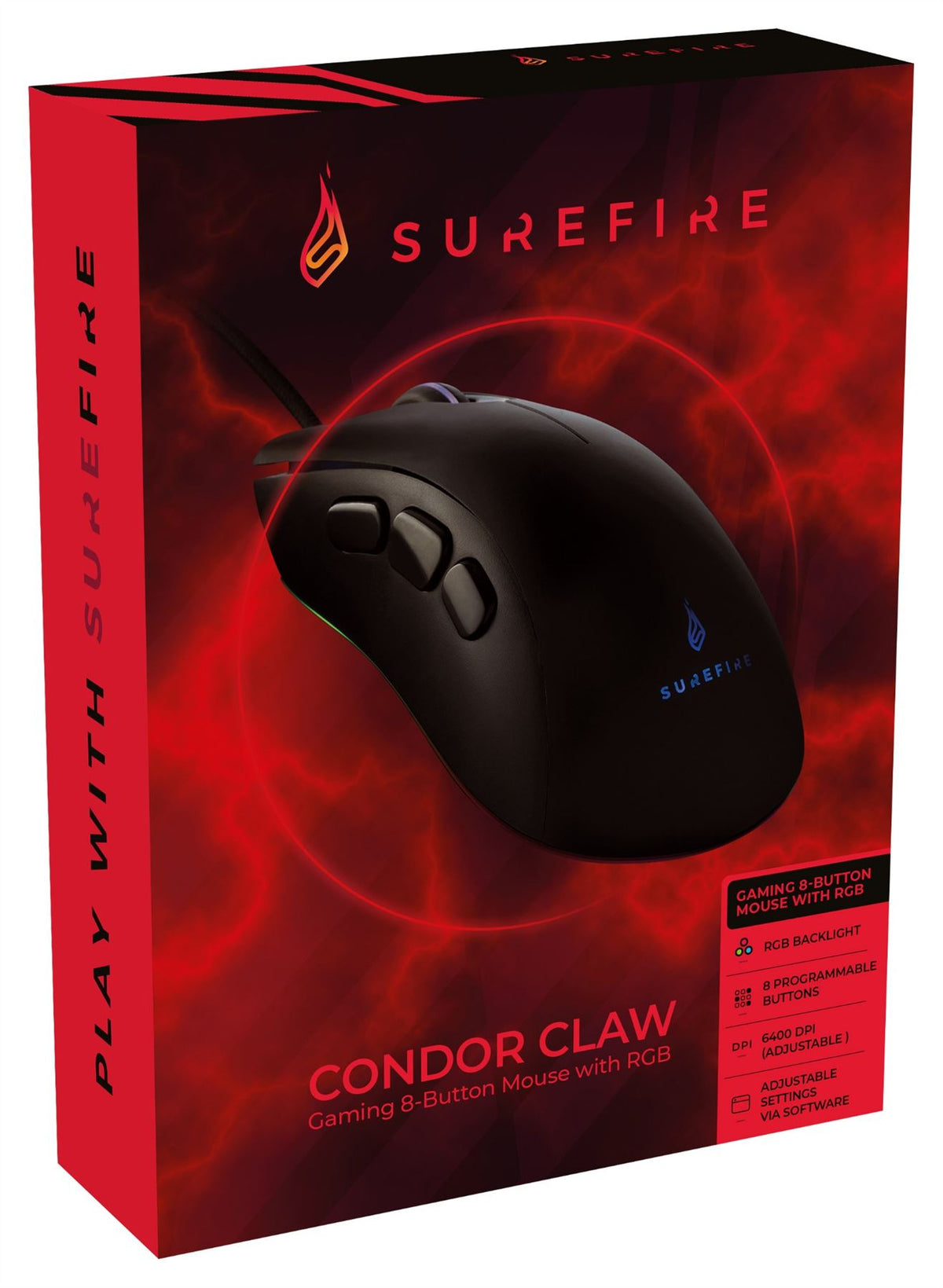 SureFire Condor Claw mouse Gaming Right-hand USB Type-A Optical 6400 DPI