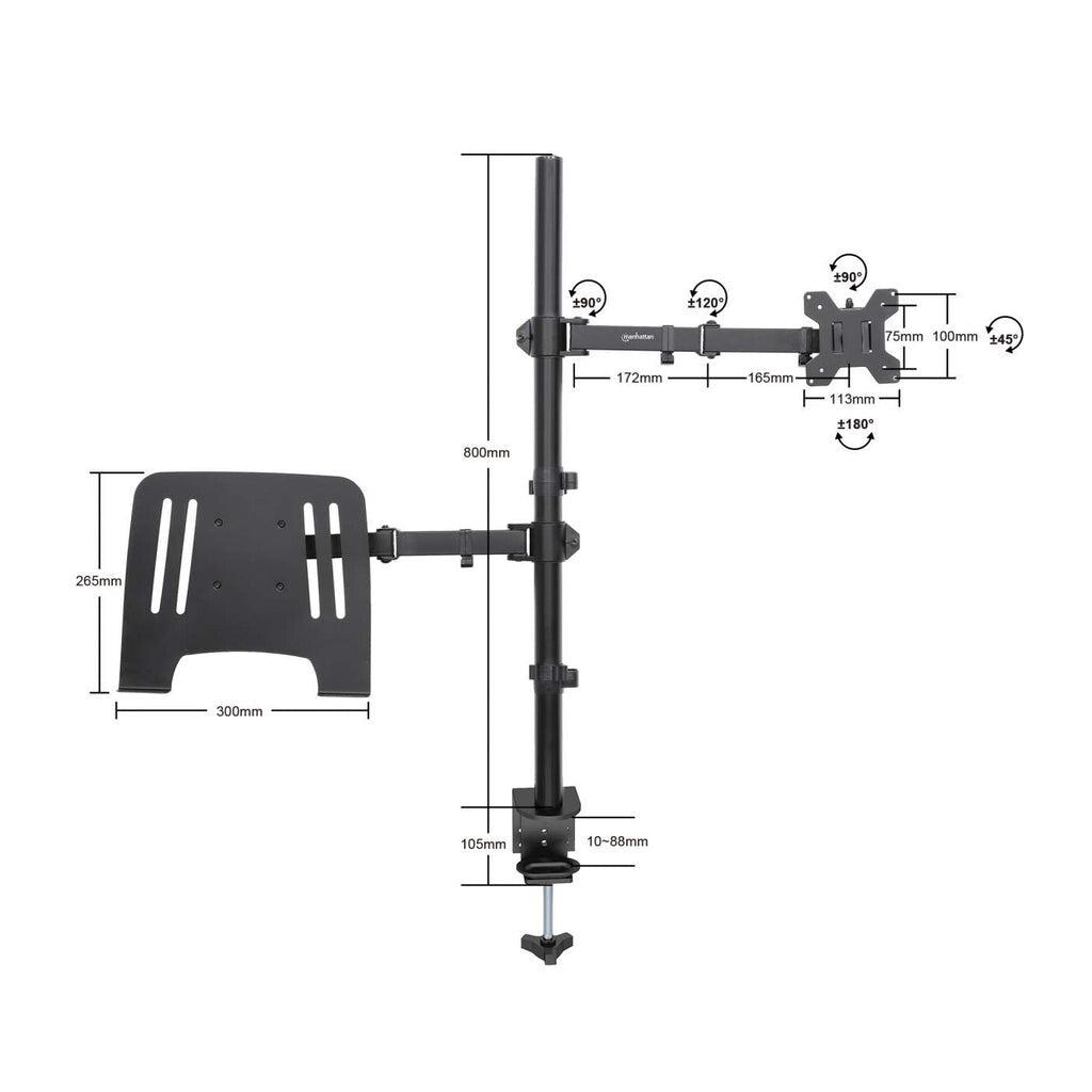 Manhattan 462136 - Desk monitor/laptop mount for 25.4 cm (10") to 81.3 cm (32")