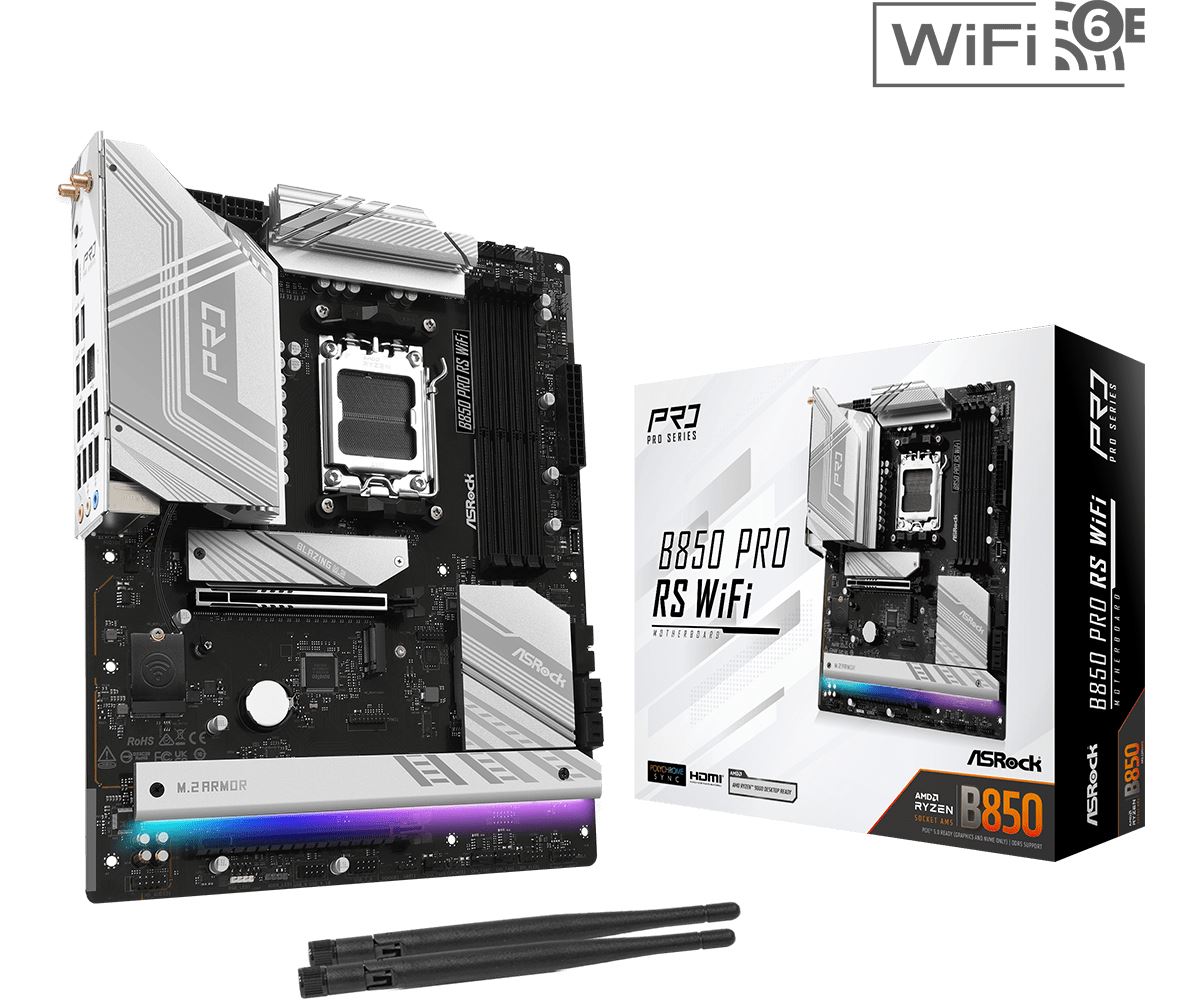 Asrock B850 Pro RS WiFi ATX motherboard - AMD B850 Socket AM5