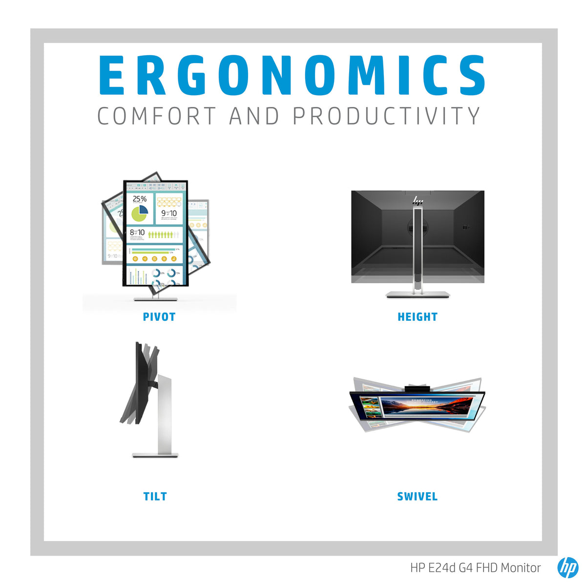 HP E24D G4 - 60.5 cm (23.8") - 1920 x 1080 pixels Full HD LED Monitor