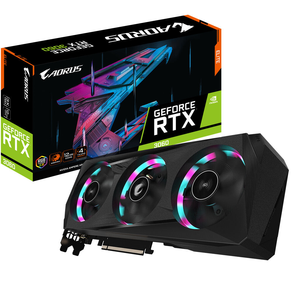 GIGABYTE AORUS ELITE (rev. 1.0) - NVIDIA 12 GB GDDR6 GeForce RTX 3060 graphics card