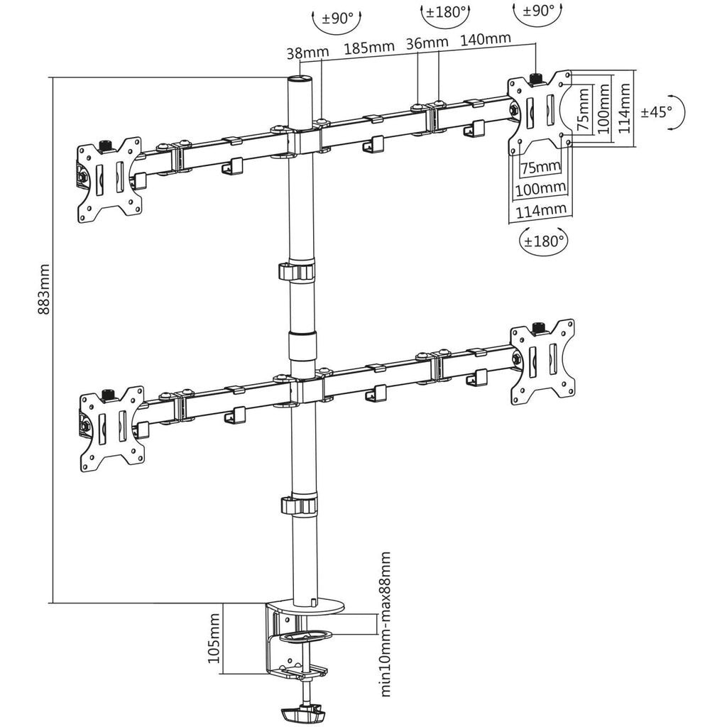 Manhattan 461566 - Desk monitor mount for 33 cm (13") to 81.3 cm (32")