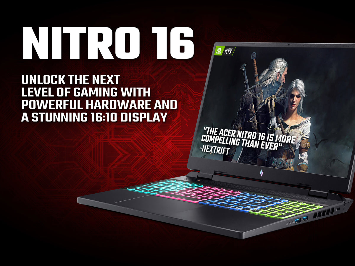 Acer Nitro 16 AN16-41 Gaming Laptop - 40.6 cm (16&quot;) - AMD Ryzen 7 7735HS - 16GB RAM - 1TB SSD - NVIDIA GeForce RTX 4060 8G  - Windows 11 - Black