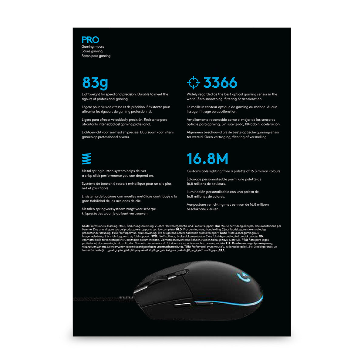 Logitech G PRO (HERO) Gaming Mouse - 25,600 DPI