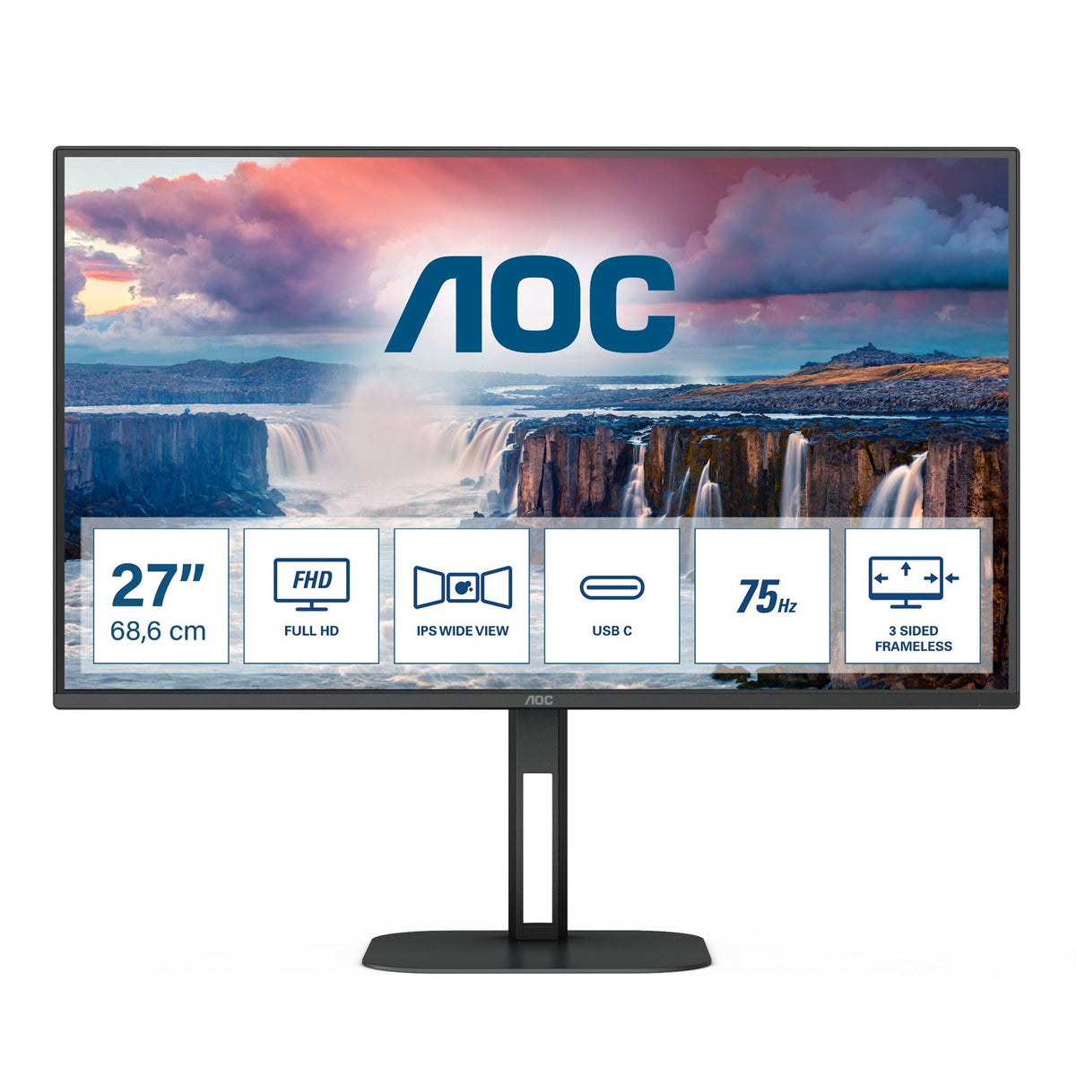 AOC V5 27V5CE 68.6 cm (27") 1920 x 1080 pixels Full HD LED Black Monitor