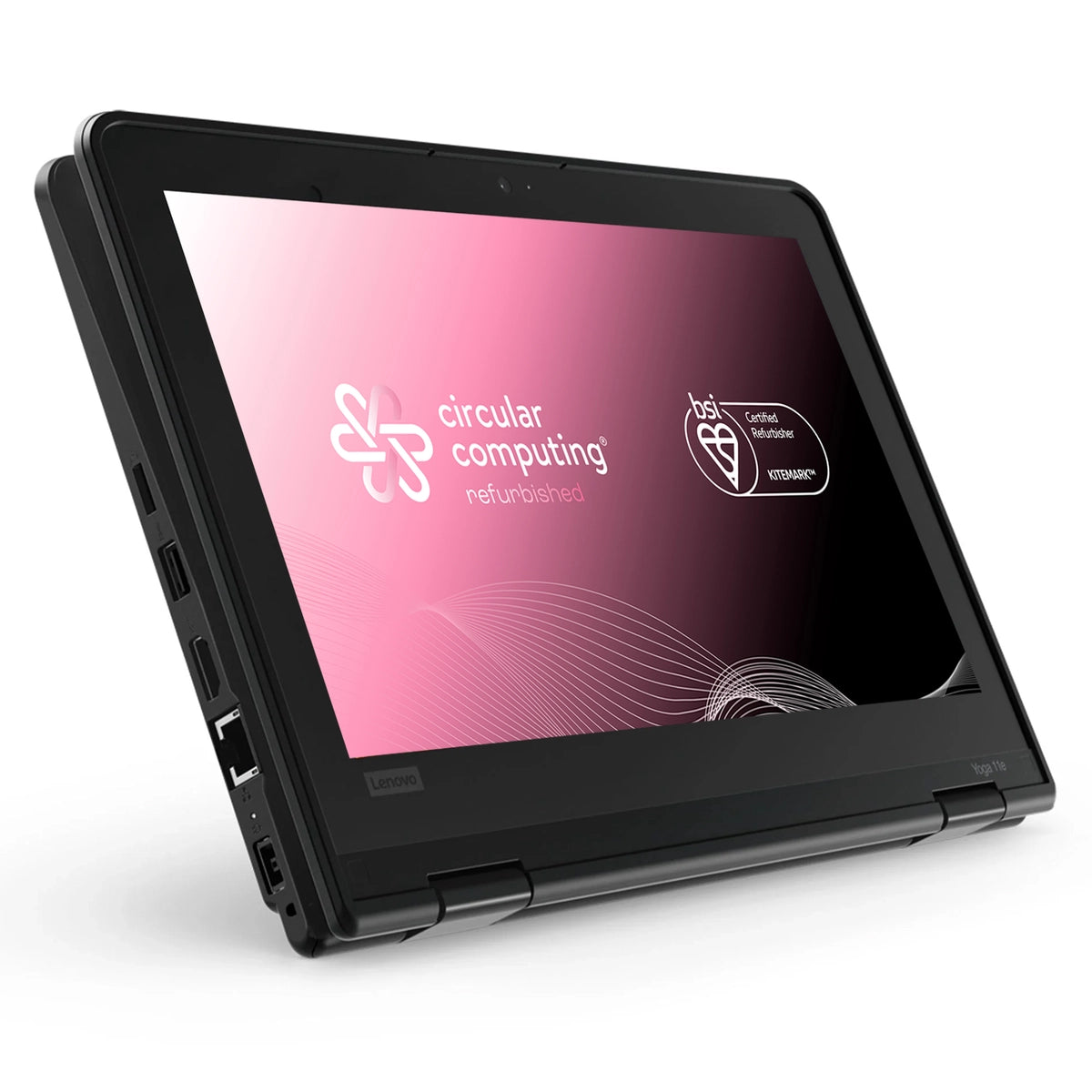 Lenovo Yoga 11e Laptop - 29.5 cm (11.6&quot;) - Touchscreen -  Intel Celeron - 8 GB DDR5-SDRAM - 128 GB SSD - Wi-Fi 5 (802.11ax) - Windows 11 Pro - Black - Refurbished
