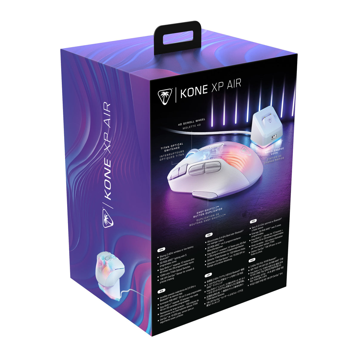 Turtle Beach Kone XP Air - RF Wireless + Bluetooth Optical Gaming Mouse in White - 19,000 DPI